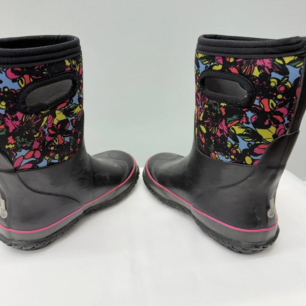 Bogs Grasp Wildflower Floral youth Girls 3 Waterproof Winter Boots Black